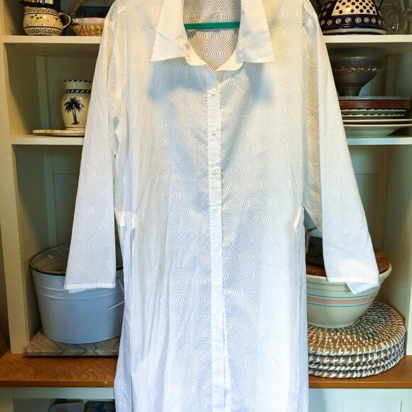 Miraclesuit Sun Dress Coverup Size 2X White Tie Front Cotton Blend - Picture 3 of 8